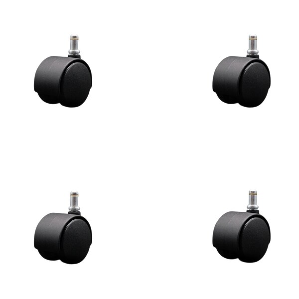 2'' Chair Casters Nylon Hooded Twin Wheel 7/16'' Grip Ring Stem , 4PK